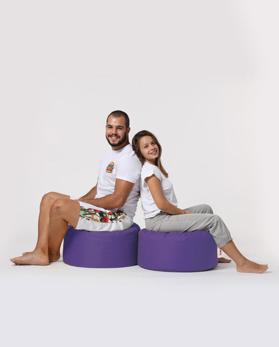 Atelier Del Sofa Round Pouf - Purple
